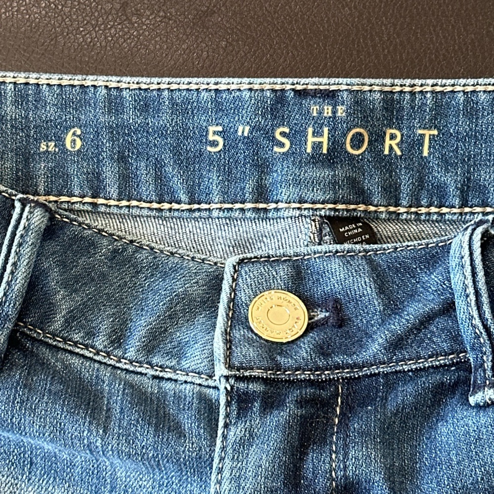 White House Black Market Blue Embroidered Distressed Jean Shorts - Picture 3 of 5